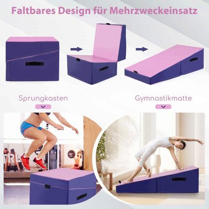 2 in 1 gymnastics mat with carrying handle Slanted gymnastics mat Wedge-shaped soft floor mat