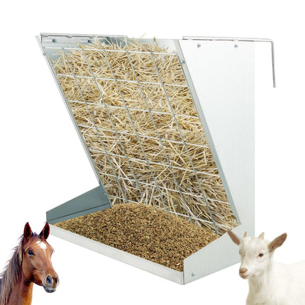 2 in 1 hay & grain drinker made of galvanized metal with adjustable distance & mesh net
