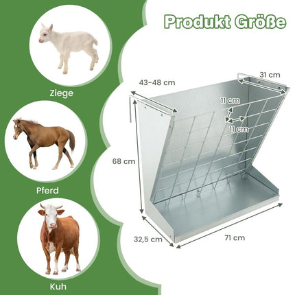 2 in 1 hay & grain drinker made of galvanized metal with adjustable distance & mesh net