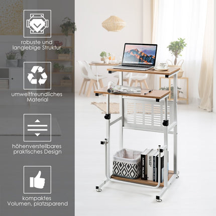 2-in-1 office table with height-adjustable table top for presentations 55 x 53 x 98 cm