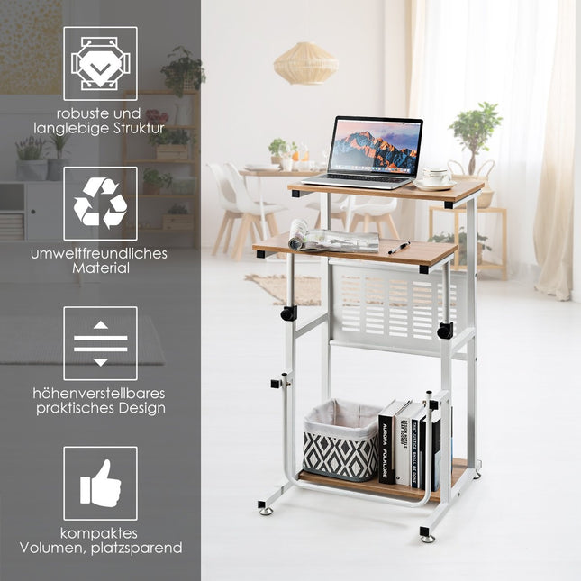 2-in-1 office table with height-adjustable table top for presentations 55 x 53 x 98 cm