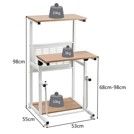 2-in-1 office table with height-adjustable table top for presentations 55 x 53 x 98 cm