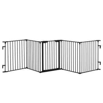 Puppy cage & collapsible barrier with door, metal, black
