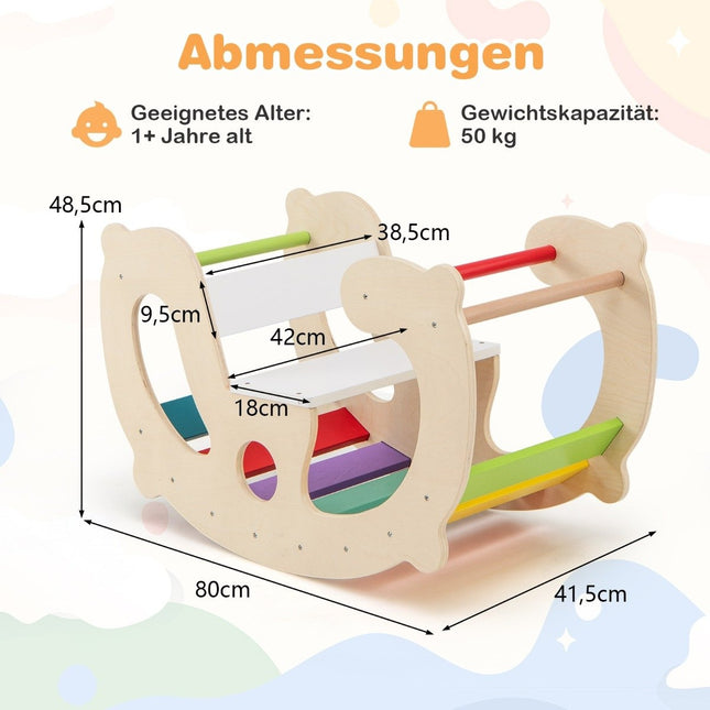 2 in 1 rocking horse arch for children with rocker & climbing arch & comfortable backrest & seat