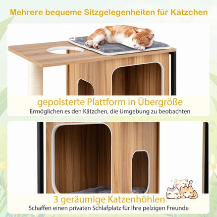 2 in 1 scratching post cat house 3 tier cat tree with removable cushions & cat cave
