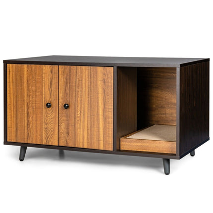 2 in 1 side table & cat cabinet with scratching board cat toilet 90 x 50 x 50 cm