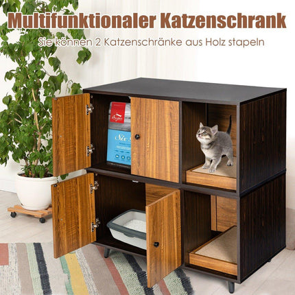 2 in 1 side table & cat cabinet with scratching board cat toilet 90 x 50 x 50 cm