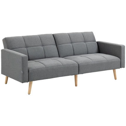 2 in 1 sofa bed 205 x 88 cm sofa with bed function, couch with seat cushion, linen look grey