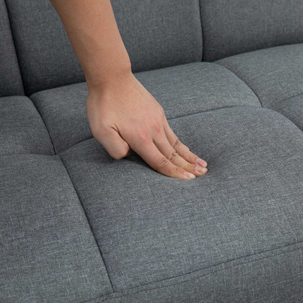 2 in 1 sofa bed 205 x 88 cm sofa with bed function, couch with seat cushion, linen look grey