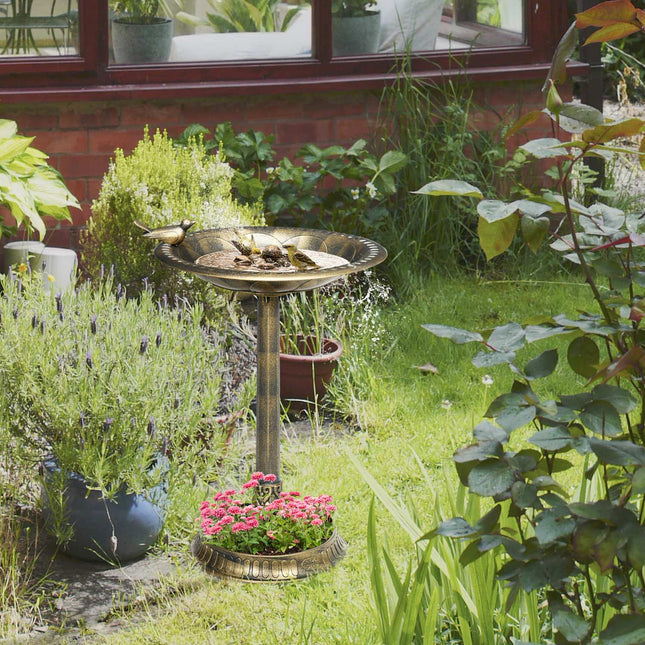2-in-1 frost-proof plastic bird bath, 50x50x72 cm, bronze