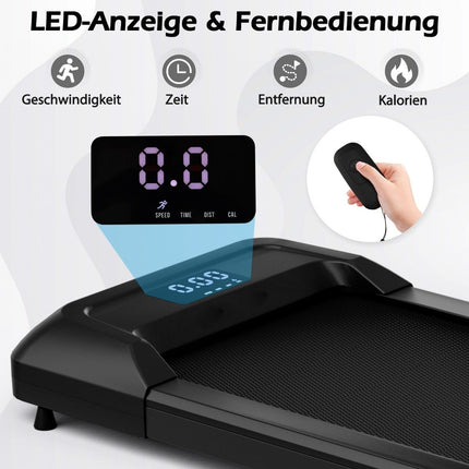 2 in 1 treadmill under desk walking pad with LED display 122 x 53 x 15 cm black
