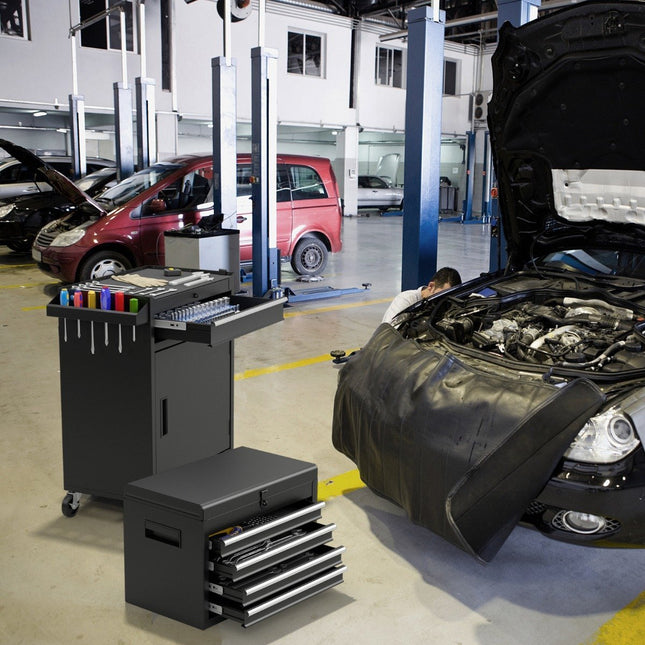 2 in 1 workshop trolley including case & 8 compartments & hooks & adjustable shelf 100 kg load capacity