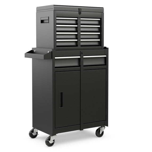 2 in 1 workshop trolley including case & 8 compartments & hooks & adjustable shelf 100 kg load capacity