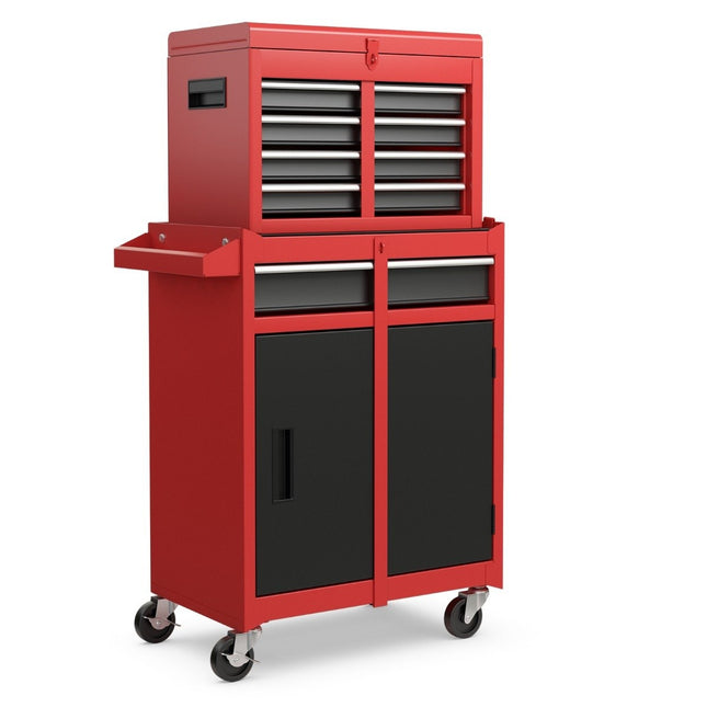 2 in 1 workshop trolley with case & 8 compartments & hooks & adjustable shelf 100 kg load capacity