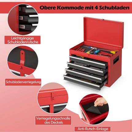 2 in 1 workshop trolley with case & 8 compartments & hooks & adjustable shelf 100 kg load capacity