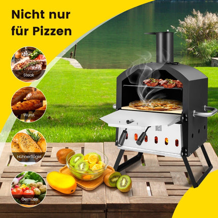 2-layer pizza oven with grill rack & pizza stone & pizza shovel & waterproof cover