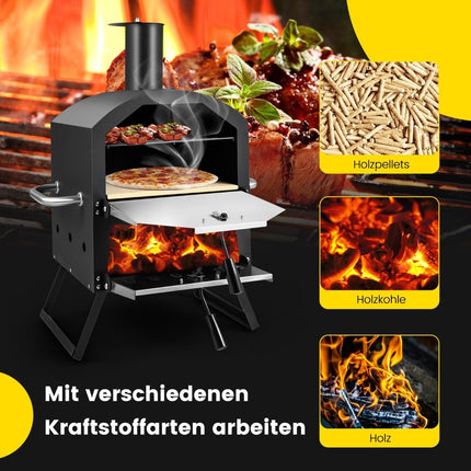 2-layer pizza oven with grill rack & pizza stone & pizza shovel & waterproof cover