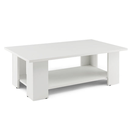 2 level coffee table made of wood, side table, load capacity up to 125 kg, 90 x 52 x 32 cm, white