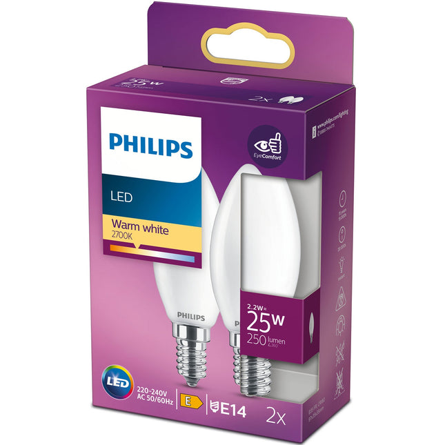 2-pack LED E14 Crown 25W Frost 250lm