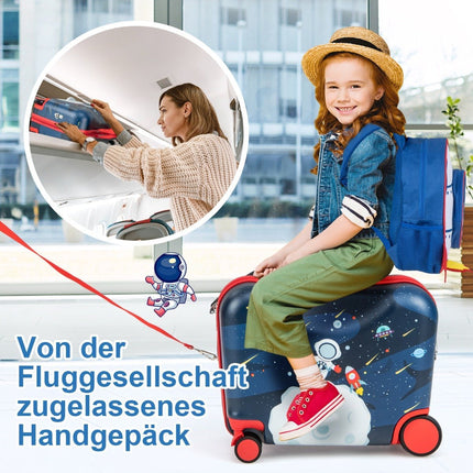 2-piece children's suitcase + backpack 47 cm long ride-on suitcase and 30 cm wide backpack 12"+18" astronauts