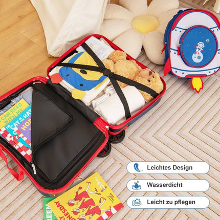2-piece children's suitcase + backpack 47 cm long ride-on suitcase and 30 cm wide backpack 12"+18" astronauts