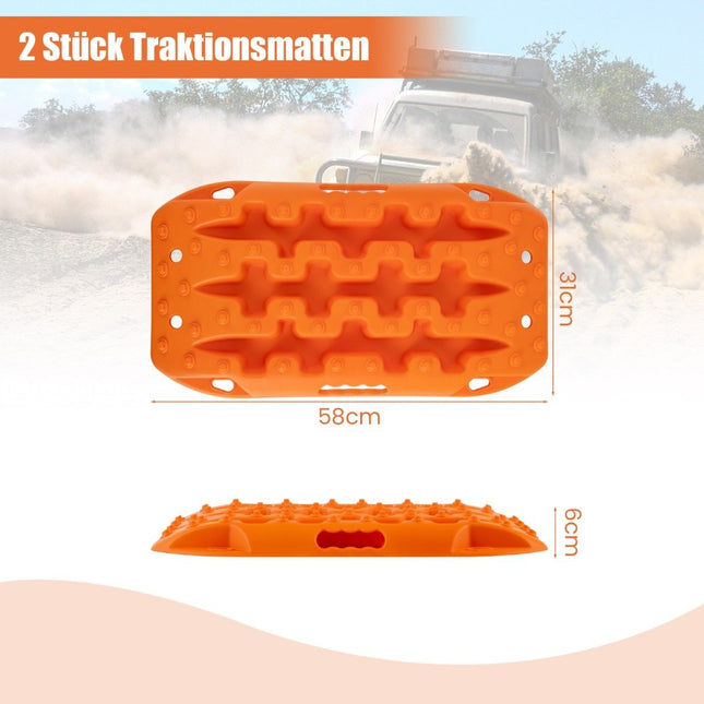 2 pieces traction aid sand sheets off-road tire ladder for sand/mud/snow 10 tons orange