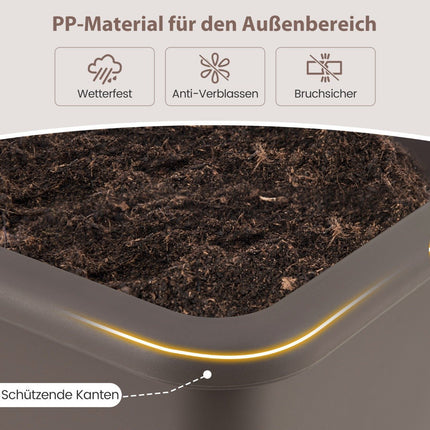 2 raised bed garden bed made of plastic 29 L plant box with removable legs and drainage hole coffee