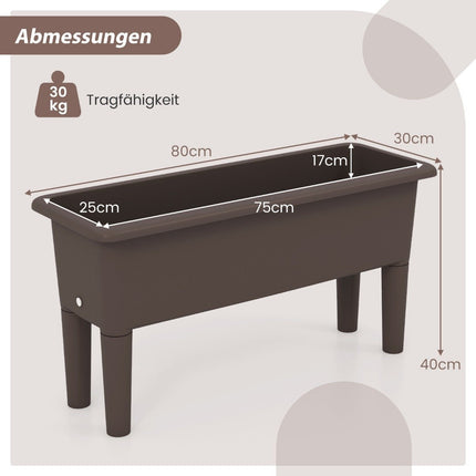 2 raised bed garden bed made of plastic 29 L plant box with removable legs and drainage hole coffee