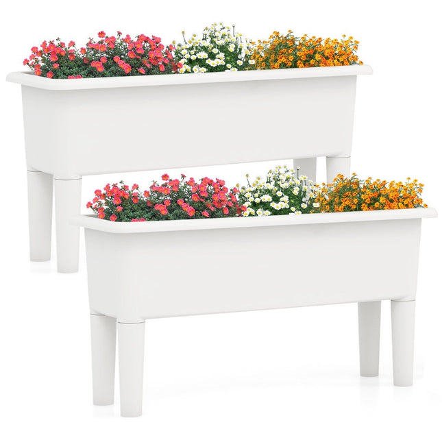 2 raised bed garden bed made of plastic 29 L plant box with removable legs and drainage hole white