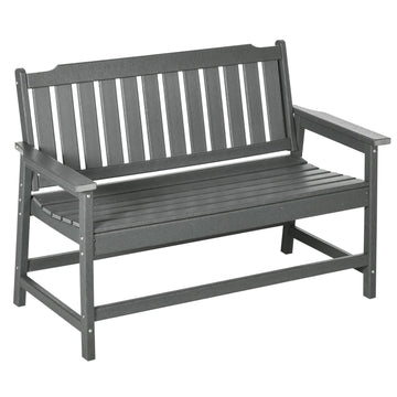 Weatherproof 2-seater garden bench with backrest, 124x60x87cm