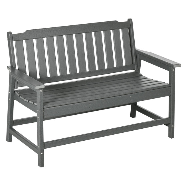 Weatherproof 2-seater garden bench with backrest, 124x60x87cm