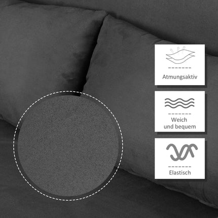 Gray 3-in-1 sofa bed, imitation suede, 2-seater with armrests