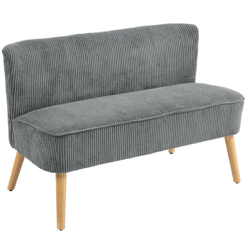 2-seater gray Manchester sofa, wooden legs, padded upholstery
