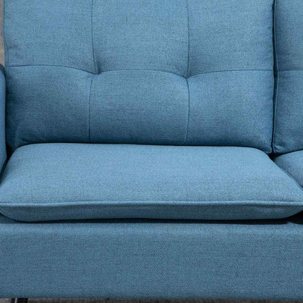 Modern dark blue 2-seater sofa with thick cushions