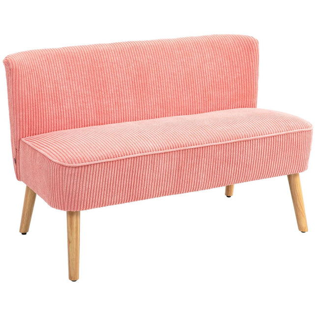 2-zitsbank, gestoffeerde bank, tweezitsbank, tweezitsbank, koordachtig polyesterschuim voor woonkamer, slaapkamer, 117 x 56,5 x 77 cm, roze