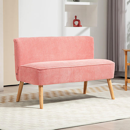 2-zitsbank, gestoffeerde bank, tweezitsbank, tweezitsbank, koordachtig polyesterschuim voor woonkamer, slaapkamer, 117 x 56,5 x 77 cm, roze
