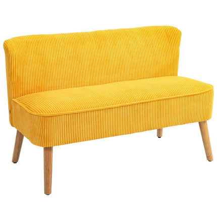 2-seat upholstered sofa, yellow, 117x56.5x77 cm