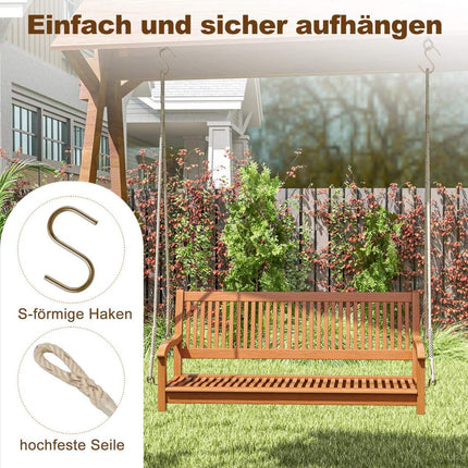2-seater swing bench up to 360 kg load capacity Veranda swing made of acacia wood