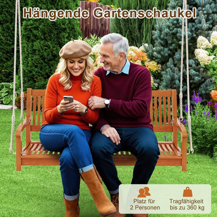 2-seater swing bench up to 360 kg load capacity Veranda swing made of acacia wood