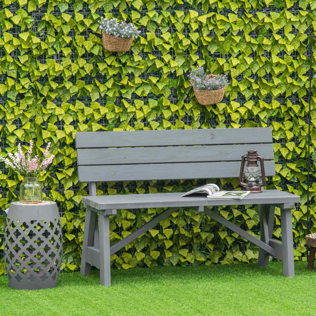 2-seater weatherproof wooden garden bench with backrest
