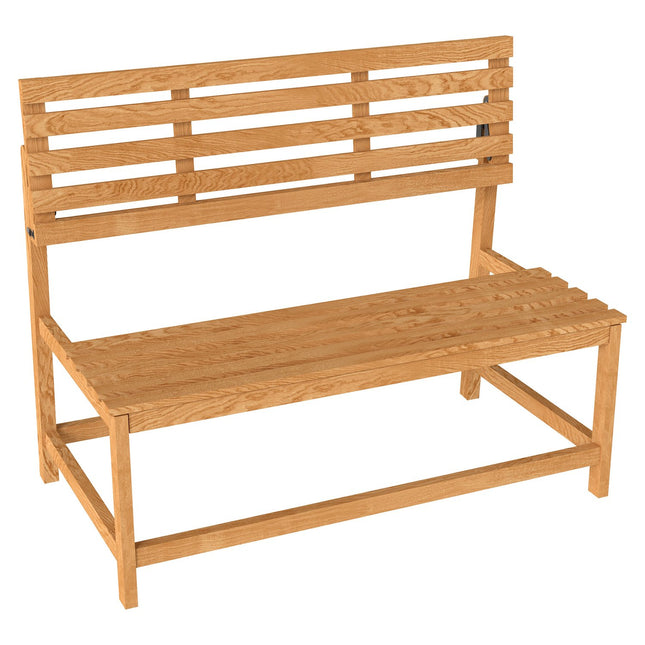 Garden bench in 2-seater teak with convertible backrest