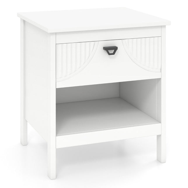 2 tier bedside table with drawer & open shelf side table wooden nightstand sofa table