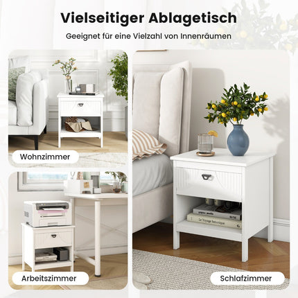 2 tier bedside table with drawer & open shelf side table wooden nightstand sofa table