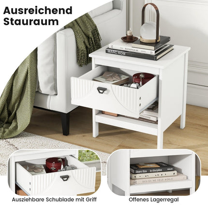 2 tier bedside table with drawer & open shelf side table wooden nightstand sofa table