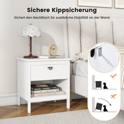 2 tier bedside table with drawer & open shelf side table wooden nightstand sofa table