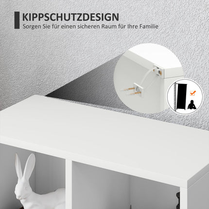 Two-Tier Bookshelf, 5 Compartments, White Particleboard