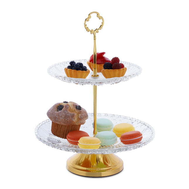 2-tier glass etagere