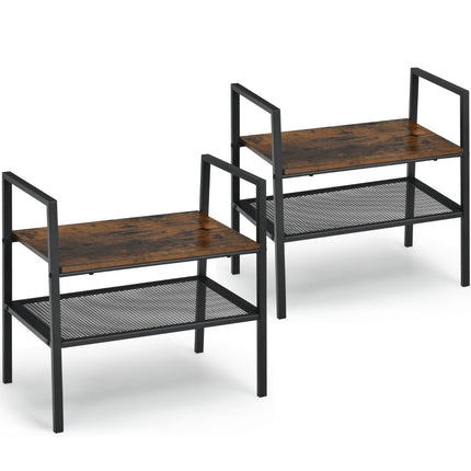 2-tier stackable shoe rack made of wood and metal 54 x 32 x 52 cm brown + black