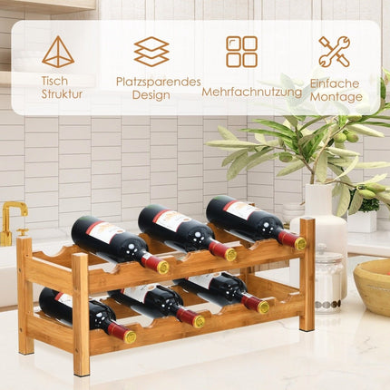 2 tier wine rack made of bamboo bottle rack wine rack 62 x 24 x 25 cm natural