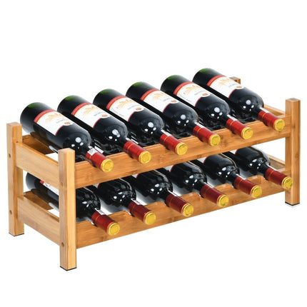 2 tier wine rack made of bamboo bottle rack wine rack 62 x 24 x 25 cm natural